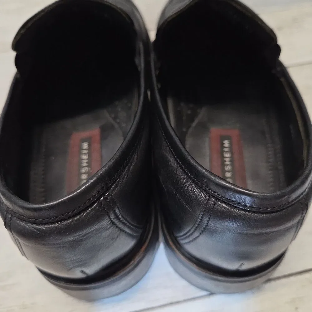 Florsheim Mens Black Leather Apron Moc Toe Slip On Loafers Dress Shoes Size 10D